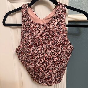 Athleta Pink and Black Speckled Crop Top